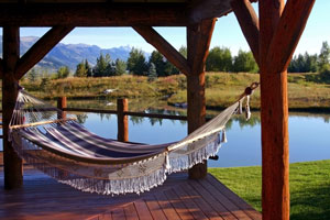 covered deck with hammock